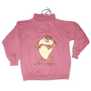 Vintage Tazmanian Devil Taz Looney Tunes 1/4 Zip Pullover Sweatshirt Adult Large
